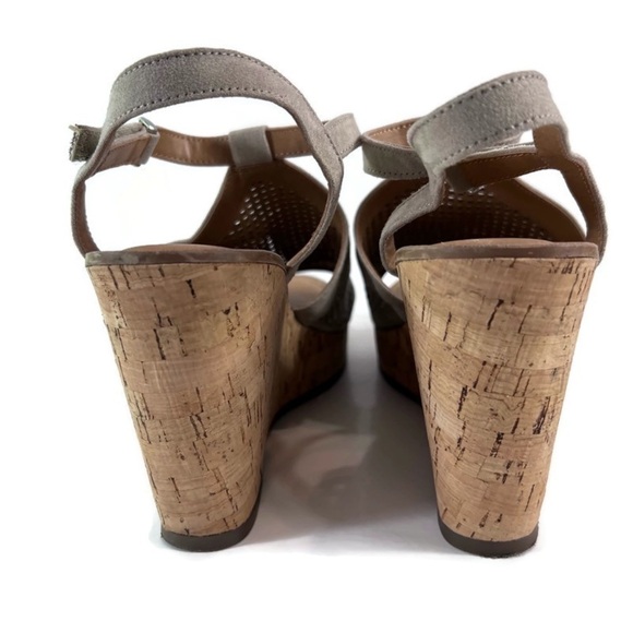 FRANCO SARTO Canyon Perforated Wedge Espadrille Cork Open Toe Sandal Taupe 10M - Picture 6 of 13